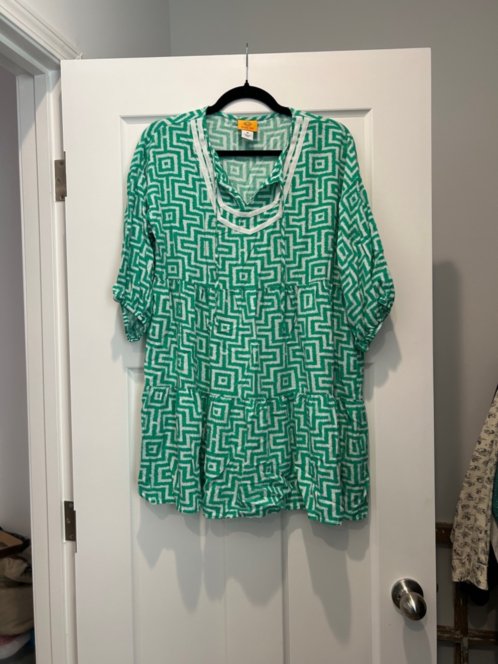 Ruby Rd. Green Geometric Mini Dress